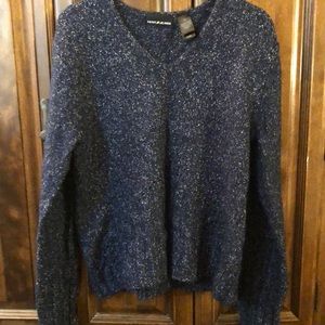 Navy blue wool sweater.